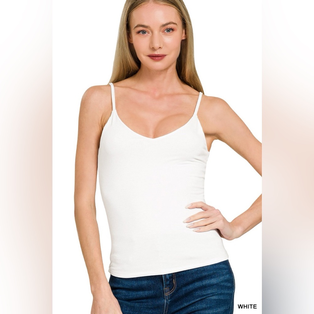 Zenana Double Layered V-neck Spaghetti Cami